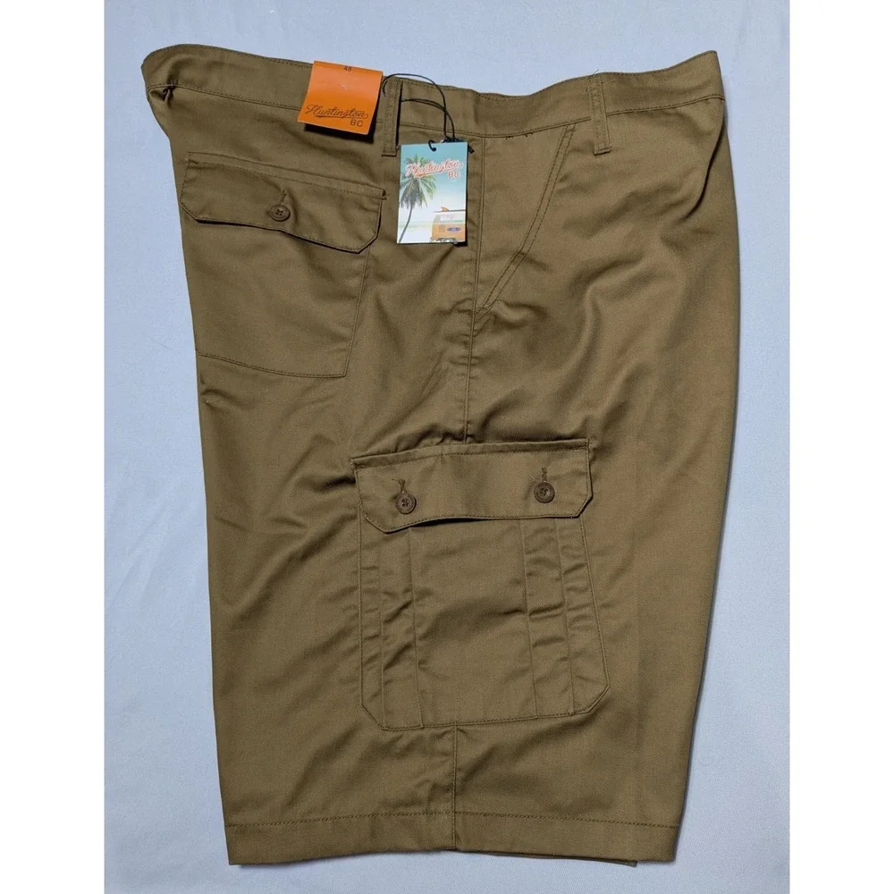 HUNTINGTON BC Men Big & Tall  48 (Actual 50x12) British Khaki Cargo Shorts NEW‎